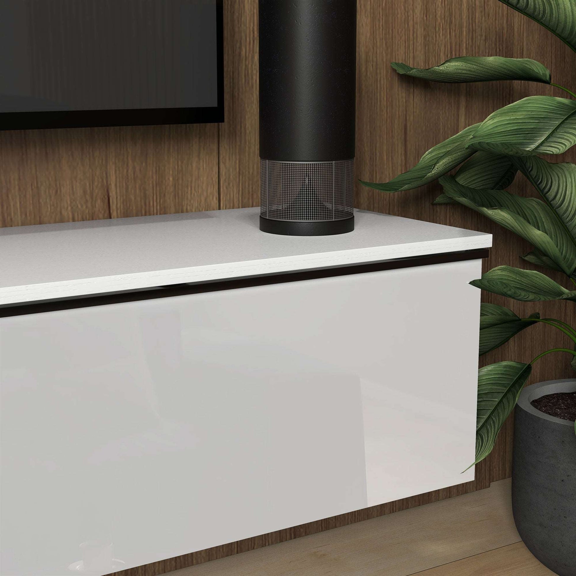 160cm High Gloss Floating TV Unit Stand for TVs up to 70", Wall Mounted TV Cabinet with Storage Cupboards, White