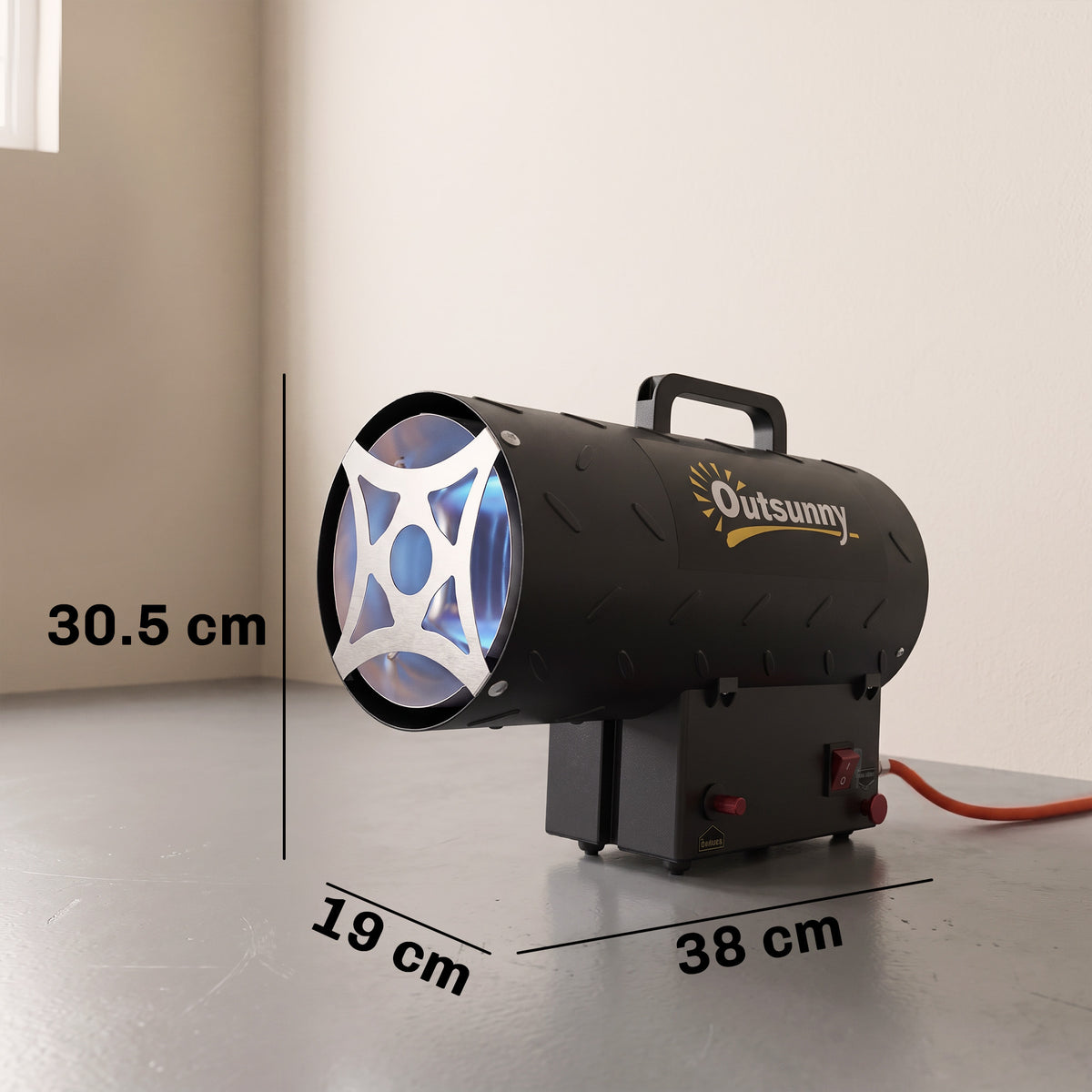 15 kW Gas Space Heater | 51,000 BTU Portable Forced-Air Fan | Workshop, Garage & Patio Heating | 150 m² | Black