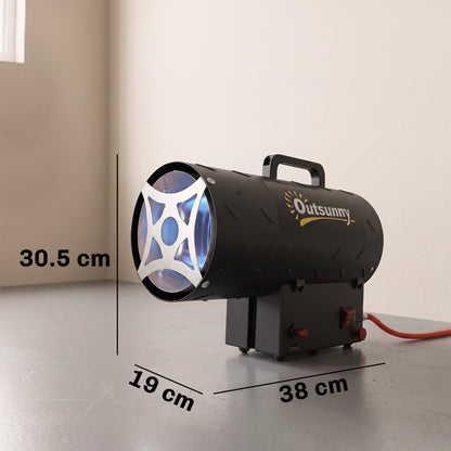 15 kW Gas Space Heater | 51,000 BTU Portable Forced-Air Fan | Workshop, Garage & Patio Heating | 150 m² | Black