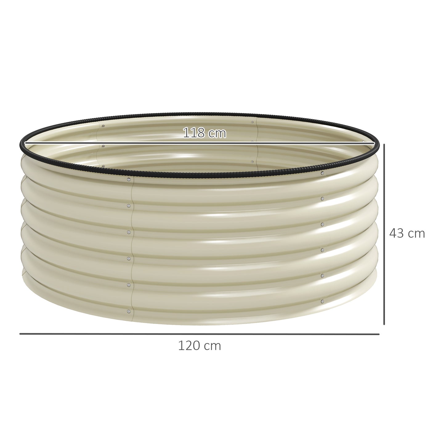 Outsunny Galvanised Raised Garden Bed with Safety Edging, Outdoor Raised Planter Box with Gloves, 120 x 120 x 43cm