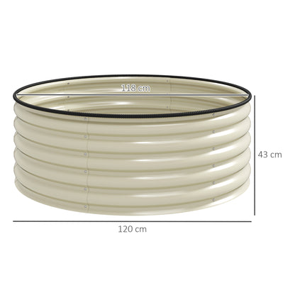 Outsunny Galvanised Raised Garden Bed with Safety Edging, Outdoor Raised Planter Box with Gloves, 120 x 120 x 43cm