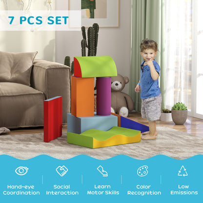 7 Piece Soft Soft Play Set for Toddlers 1-3 Years, Multicoloured