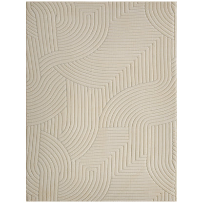 Modern Geometric Jacquard Rug | 15mm Plush Pile | Non-Slip Cotton-Polyester Backing | Reinforced Edges | 160x120cm | Cream