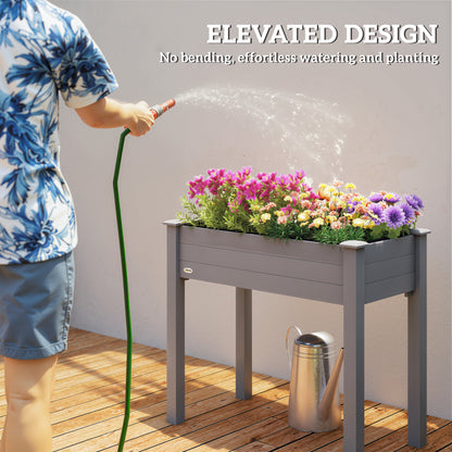 Elevated Fir Wood Raised Garden Bed | Non-Woven Liner | 4 Drainage Holes | 52cm Legs | Water-Resistant Paint | 80kg | 86x46x76cm | Flowers Veg & Herbs | Dark Grey