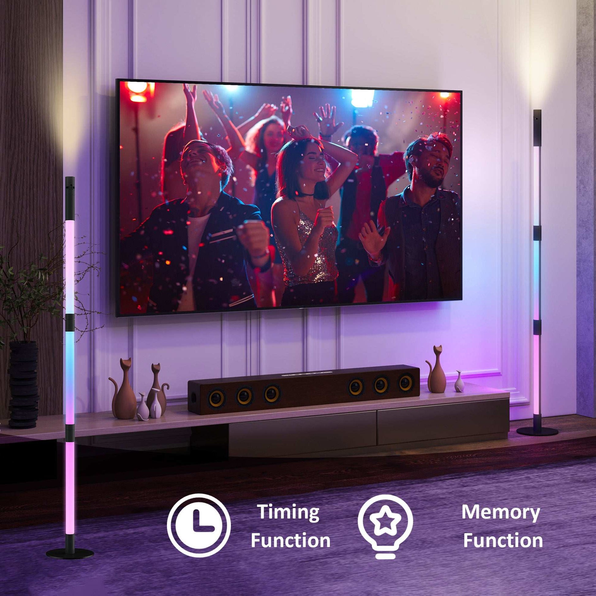 LED Floor Lamp with Reading Light, 360° RGB Detachable Corner Floor Lamp W/ App & Remote Control, Standing Lamp with Music Sync & Timing