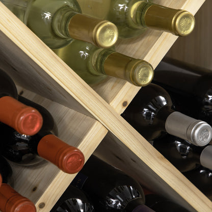 Set of 2 Wooden Wine Rack, X-Shaped Square Tabletop Storage Holder for 24 Bottle, Natural Wood