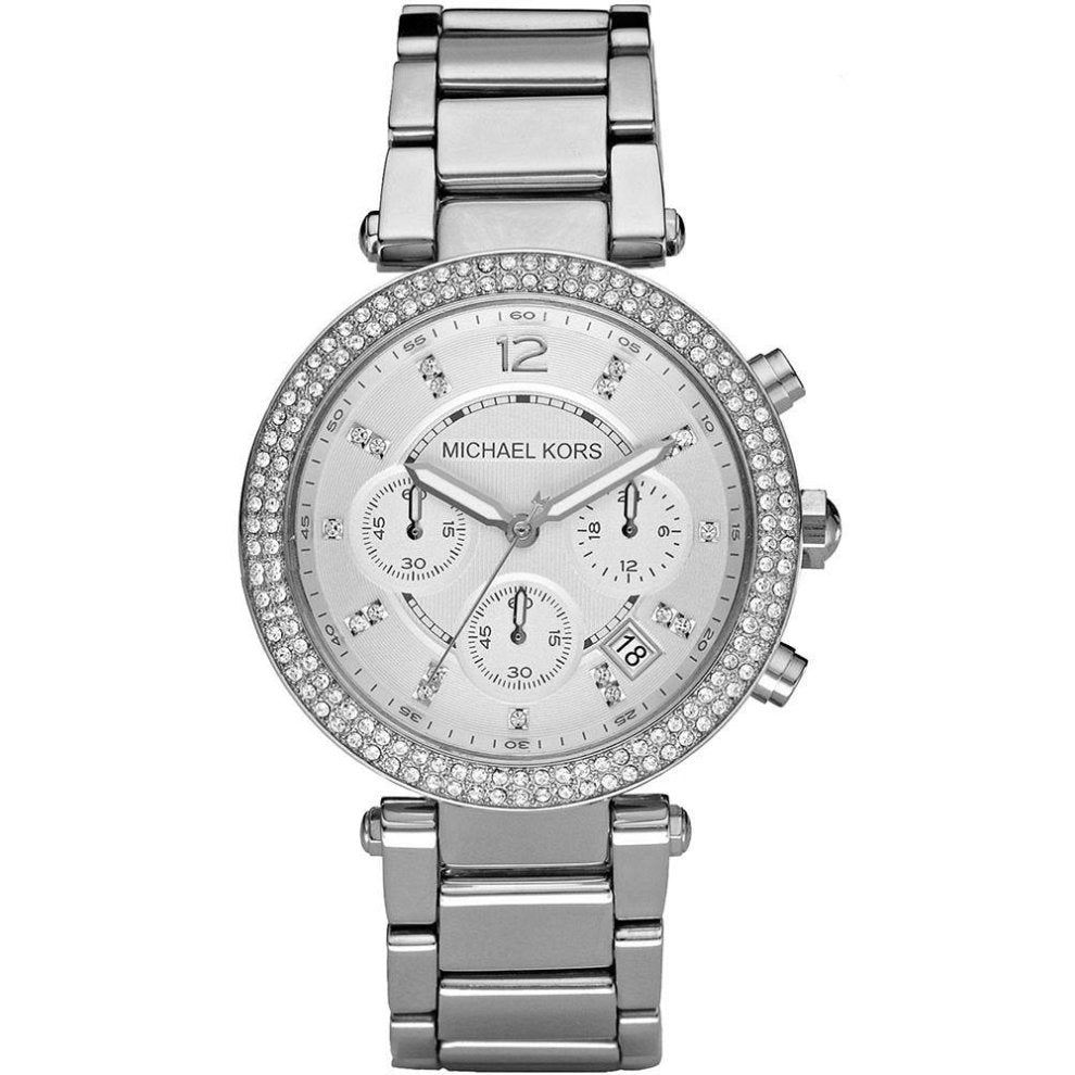 Michael Kors Women's Parker Watch With Chronograph Silver Dial