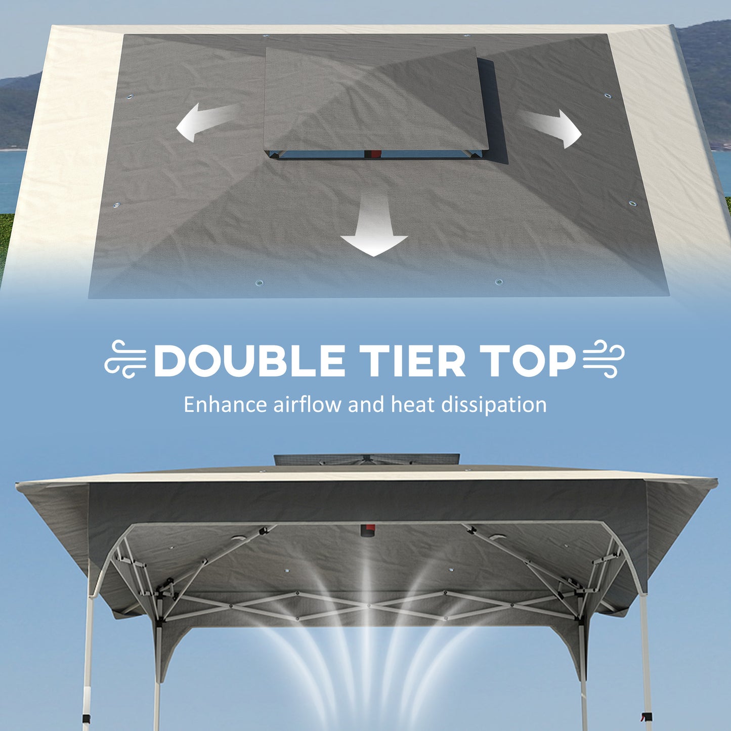 3.5x3.5m Pop Up Gazebo | One-Touch Setup | UPF50+ Double Tier 210D Oxford | 3 Height Settings | Wind Level 4-6 | Carry Bag | Dark Grey