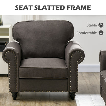 Vintage Retro Style Look Mid-Century Armchair With Pocket Springs - Dark Brown