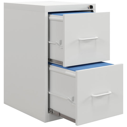 Two-Drawer Modern Steel Filing Cabinet Organiser Storage Unit Cabinet - White