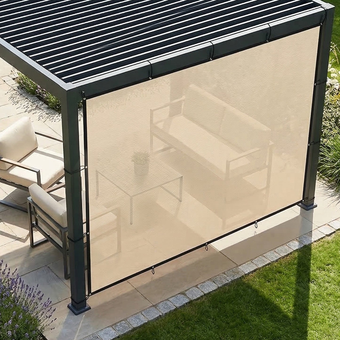 Sun Shade Sail | 3 x 3.6m | 85%+ UV Block | 180g/m² HDPE | 14 Eyelets | Beige