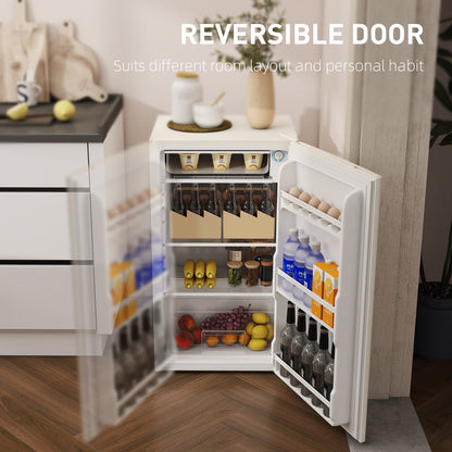 91 Litre Freestanding Under Counter Fridge Freezer, Small Fridge with Chiller Box, Adjustable Thermostat, 47.5cm Wide, Beige