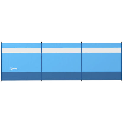 Outsunny Camping Windbreaker with Clear Windows, Carry Bag and Steel Poles, for Beach Caravan Campervan, 440 x 140cm, Blue