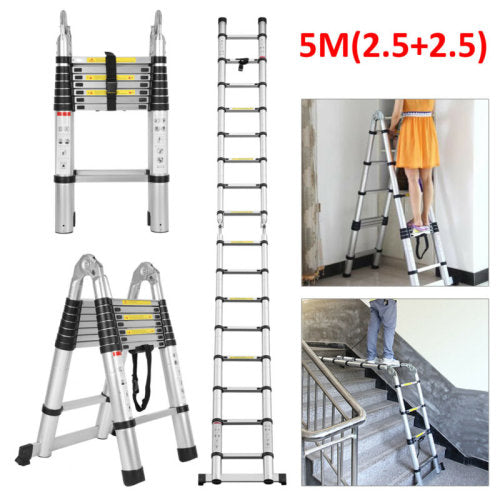 Extendable A Frame Multi Purpose 5m Telescopic Ladder Extendable A-Frame Ladder Steps ...