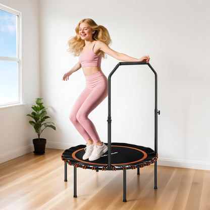 SPORTNOW 40" Foldable Fitness Trampoline Rebounder with Handle, Orange / Green / Pink