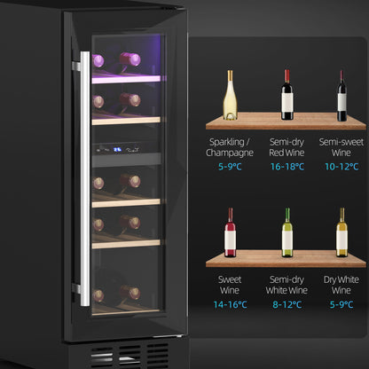 6 Bottle Dual Zone 5-18℃ Wine Fridge - Black