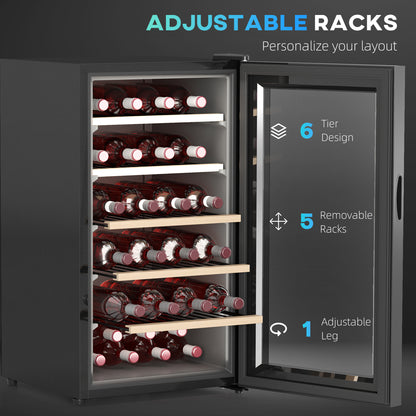 41 Bottle Wine Fridge, 91 Litre Capacity, 45cm Cooler With Glass Door, LED Light, Digital Touch Screen, Temperature Control, Freestanding Refrigerator
