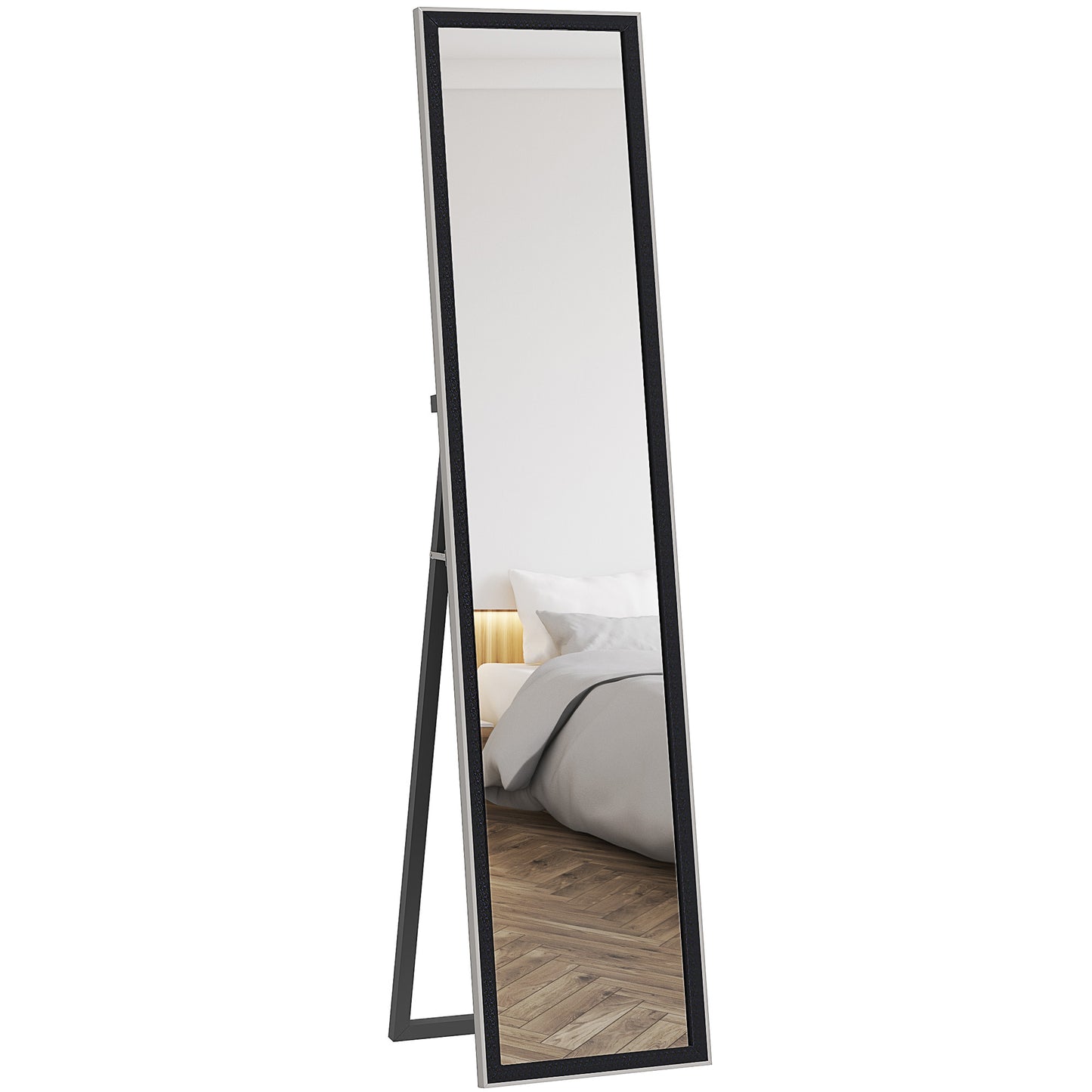 Full Length Mirror, 37 x 157cm Wall Mounted, Leaning, Free Standing Mirror, Framed Full Body Mirror for Living Room, Bedroom, Black