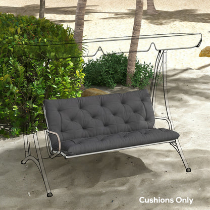 2-Seater Bench & Swing Chair Cushion | 12cm Thick PP Cotton | Tie Fastenings | Water & Stain Resistant | Indoor & Outdoor | 120 x 110cm | Black