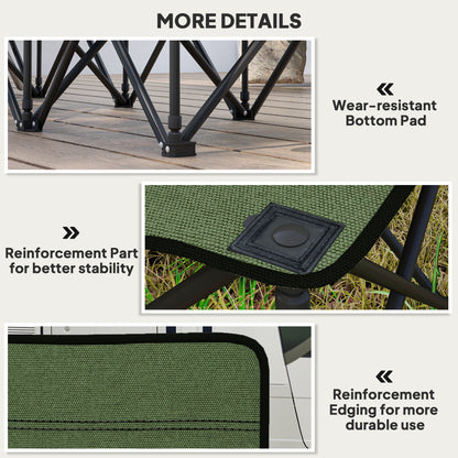 6-Seater Folding Camping Chair with Cup Holders & Carry Bag – 114kg Per Seat, Folds to 41x14x80cm, Oxford Fabric, Metal Frame – Green