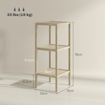 3-Tier Bamboo Bathroom Storage Shelves, Freestanding Storage Shelving Unit, Multifunctional Display Plants Stand Shelf Rack Organiser, Natural