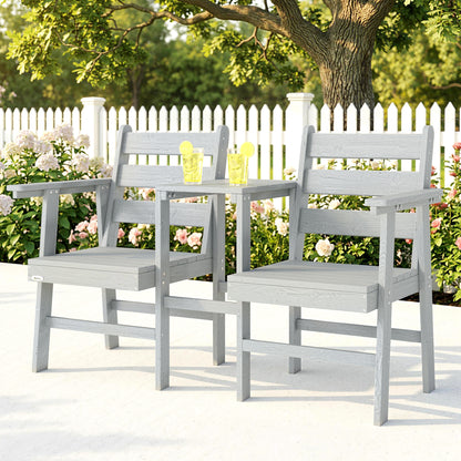 Wooden Jack & Jill Garden Loveseat | Integrated Centre Table | Embossed Fir Wood | Angled Backrest | Slatted | 300kg | 149x67x94cm | Grey