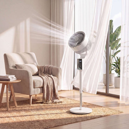 Pedestal Standing Fan | 20dB Sleep Mode | 8 Speeds | 17.1m³/min Airflow | 85° Oscillation | Aromatherapy Pad | Detachable Grill | 5m Remote | 12H Timer | 60W | 115cm | White
