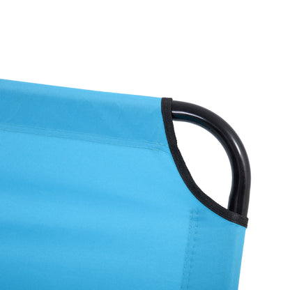 Foldable Sun Lounger Set of 2 with 5-Position Adjustable Backrest, Portable Recliner Chaise Lounge Chair with Breathable Mesh Fabric, Sky Blue