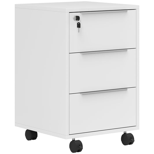 Three-Drawer Locking Filing Cabinet - White