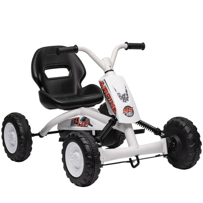 AIYAPLAY Kids Pedal Go Kart with Steel Frame, Sporty Design, for Ages 2-5 Years, White / Black