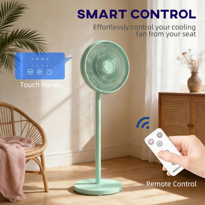 40 cm Standing Fan, Cooling Floor Fan with 80° Oscillating, Adjustable Tilt and Height, 4 Speed, Remote Control