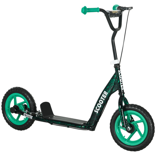 AIYAPLAY Kids Scooter with Adjustable Handlebar, Children's Kick Scooter with Non-slip Footplate, Rear Brake, Kickstand, Green / Blue / Red
