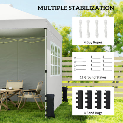 3x3m Pop-Up Canopy Gazebo | UPF50+ Waterproof 210D Oxford Fabric | 3 Detachable Sidewalls | 2 Church Windows | 2 Top Vents & 8 Drainage Holes | 3-Height Steel Frame to 285cm | 4 Guy Ropes & 12 Stakes | Wheeled Carry Bag | White