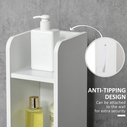 Kleankin Modern Bathroom Storage Cabinet, Freestanding Tall Bathroom Cabinet with Open Shelves and 3 Cupboards with Door, for Bedroom Hallway, White