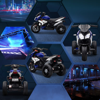 6V Kids Electric Ride-On Motorcycle | 3-Wheel Stable Design | 25W Motor | 0-3 km/h | LED Headlight | Music & Horn | 45 Min Ride | Max 25kg | Age 3-8 | 86x42x52cm | Blue or Pink