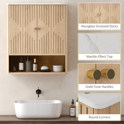 Bathroom Wall Cabinet with Adjustable Shelf - Oak