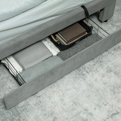 King Size Ottoman Bed Frame, with Front Drawer - Grey