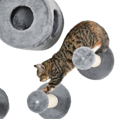 PawHut 5 Piece Cat Wall Furniture with Perch, Cat House, Scratching Post