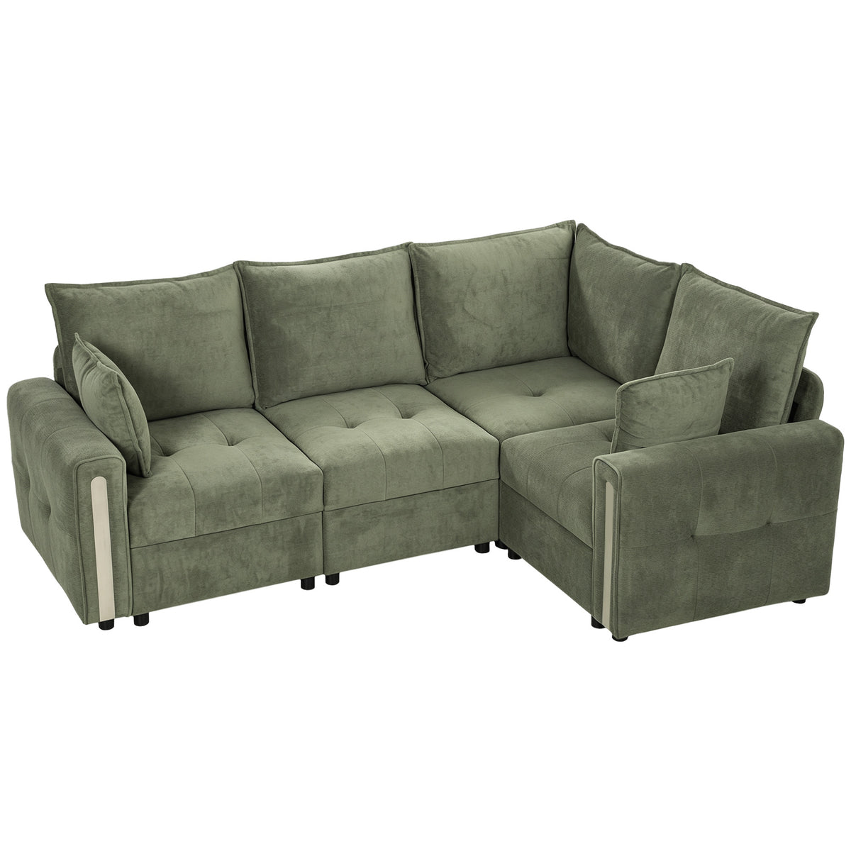 228cm Reversible L-Shaped Sofa | 3-Seater Velvet Corner Sofa with Lift-Up Storage | Deep Padded Seats & Wide Arms | Beige or Green