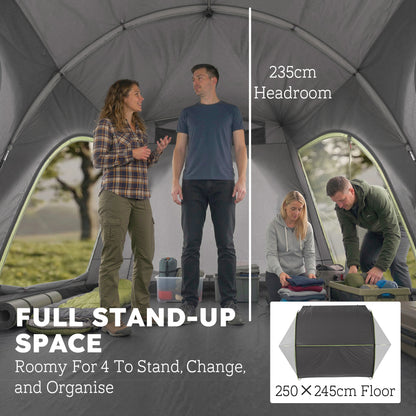 SUV Tailgate Car Tent | 2.35m Stand-Up Height | 3000mm Waterproof | Panoramic Mesh Doors | 5-15 Min Setup | Grey