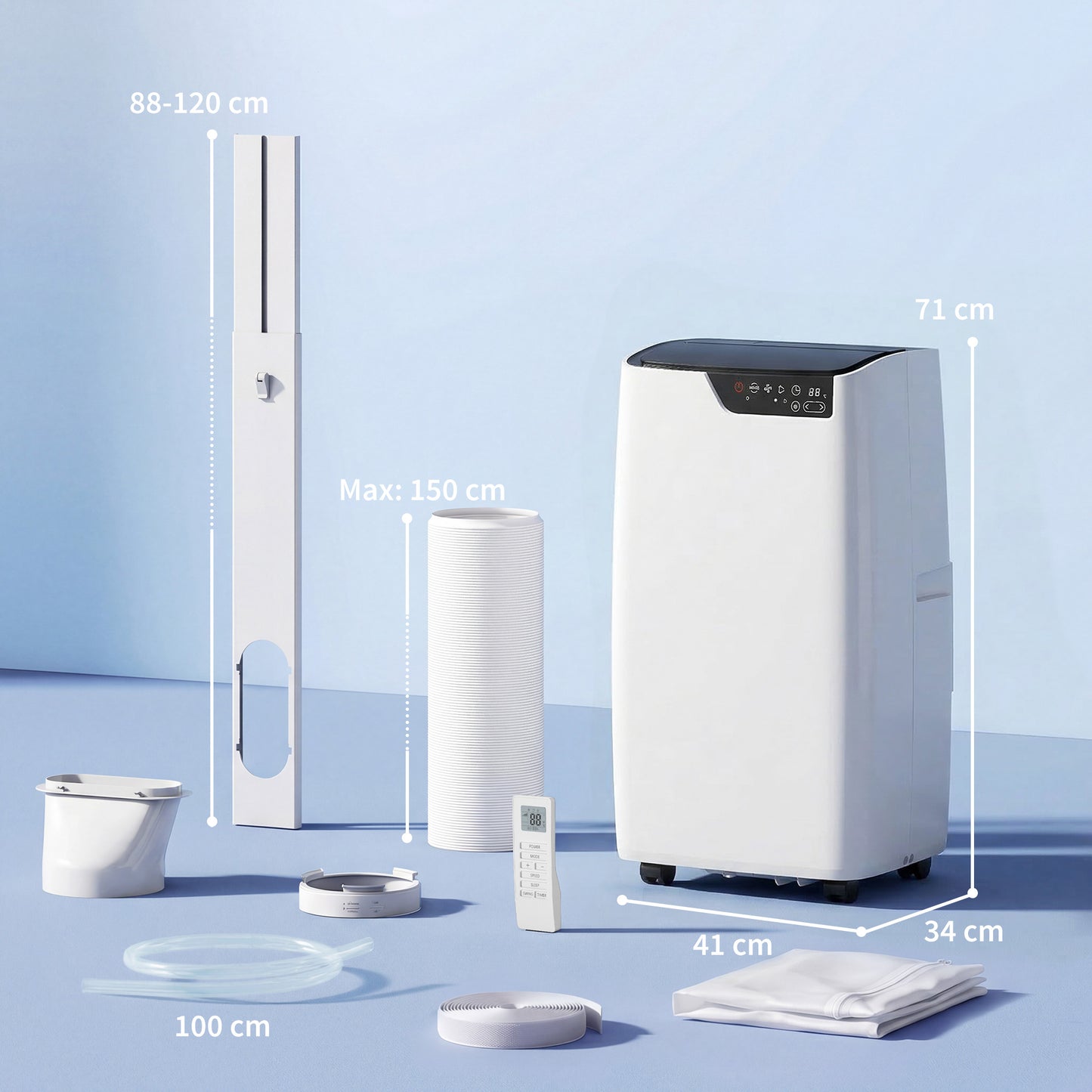 12000 BTU 4-in-1 Portable Air Conditioner | Cool, Dehumidify, Fan, Sleep | WiFi & Alexa | White
