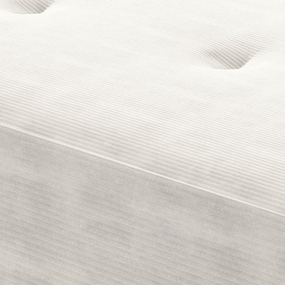 End of Bed Bench, Corduroy Bedroom Bench with Thick Padding and Steel Legs, Tufted Window Seat for Entryway, Living Room, Cream White