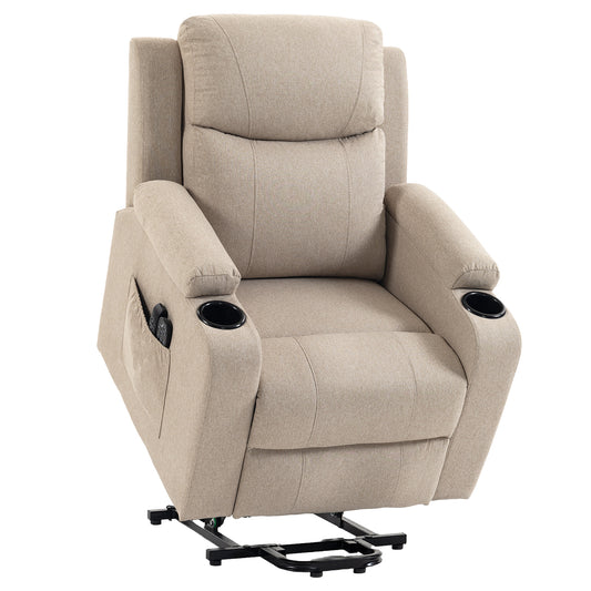 Electric Riser Recliner Chair | 45° Lift, 150° Recline, Massage & Lumbar Heat | USB-A/USB-C, Cup Holders | Beige, Brown or Grey