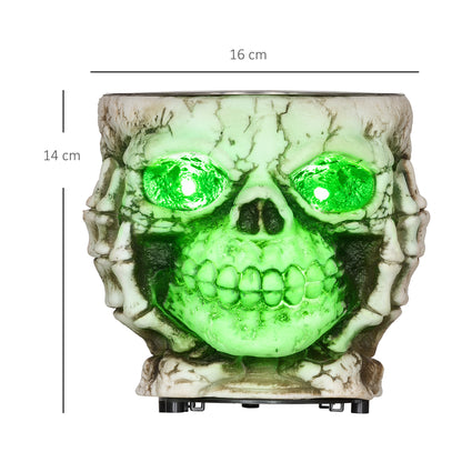 14cm 5.5" Skeleton Candy Toffee Sweets Bowl Outdoor Halloween Decoration, Halloween Prop with Sound Activated, Light Up Eyes, Sound Effects for Haunted House