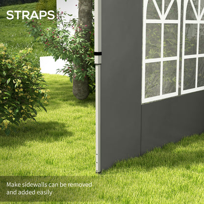 Outsunny Gazebo Side Panels, Sides Replacement with Window for 3x3(m) or 3x4m Pop Up Gazebo, 2 Pack, Dark Grey