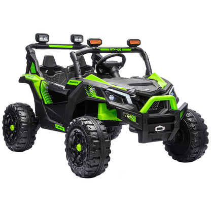 AIYAPLAY 24V 2-Seater Electric Ride-On UTV | Dual 120W Motors | Parent Remote & Suspension | LED Lights & USB Music | Green, Black or Pink | Ages 3–8