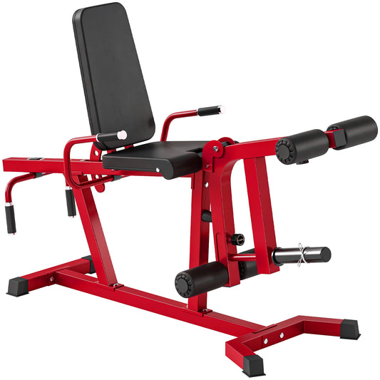 SPORTNOW 3-in-1 Weight Bench & Leg Extension Curl Machine | Red | 163x58x118cm | 300kg Capacity | 6-Position Backrest 0-100° | Leg Developer 0-90° | 75kg Weight Peg | Steel & PU Leather