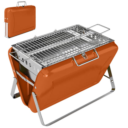 Outsunny Charcoal BBQ Grill Portable Stainless Steel Barbecue with Tilting Grate for Camping Picnic Garden