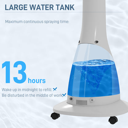 Pedestal Fan with Water Mist Spray, Spray Misting Fan with 75° Oscillation, 3L Water Tank, Wheels, for Home, 125 cm