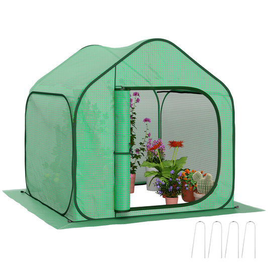 Outsunny 150 x 148cm Pop-Up Greenhouse - Green / White